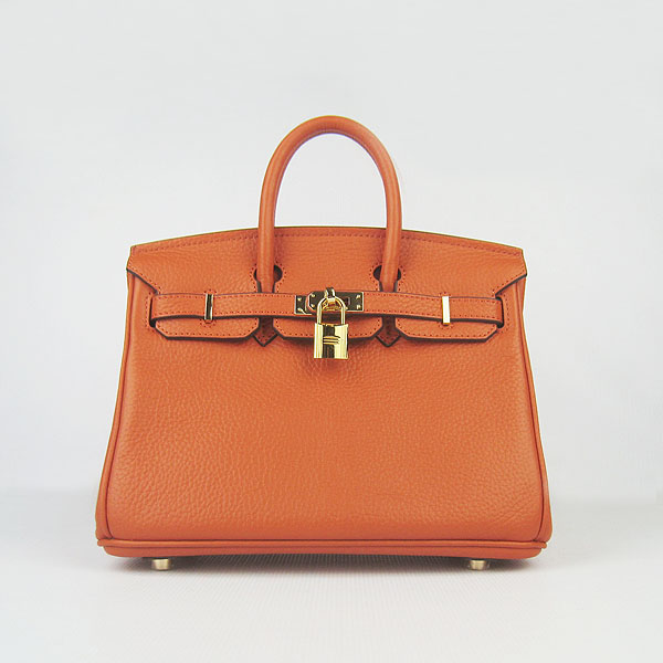 Super A Replica Hermes Birkin 25CM Gold Buckle Handbag Orange 6068